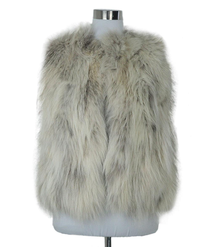 Jet Set Beige & Red Fox Fur Vest sz 2 - Michael's Consignment NYC
