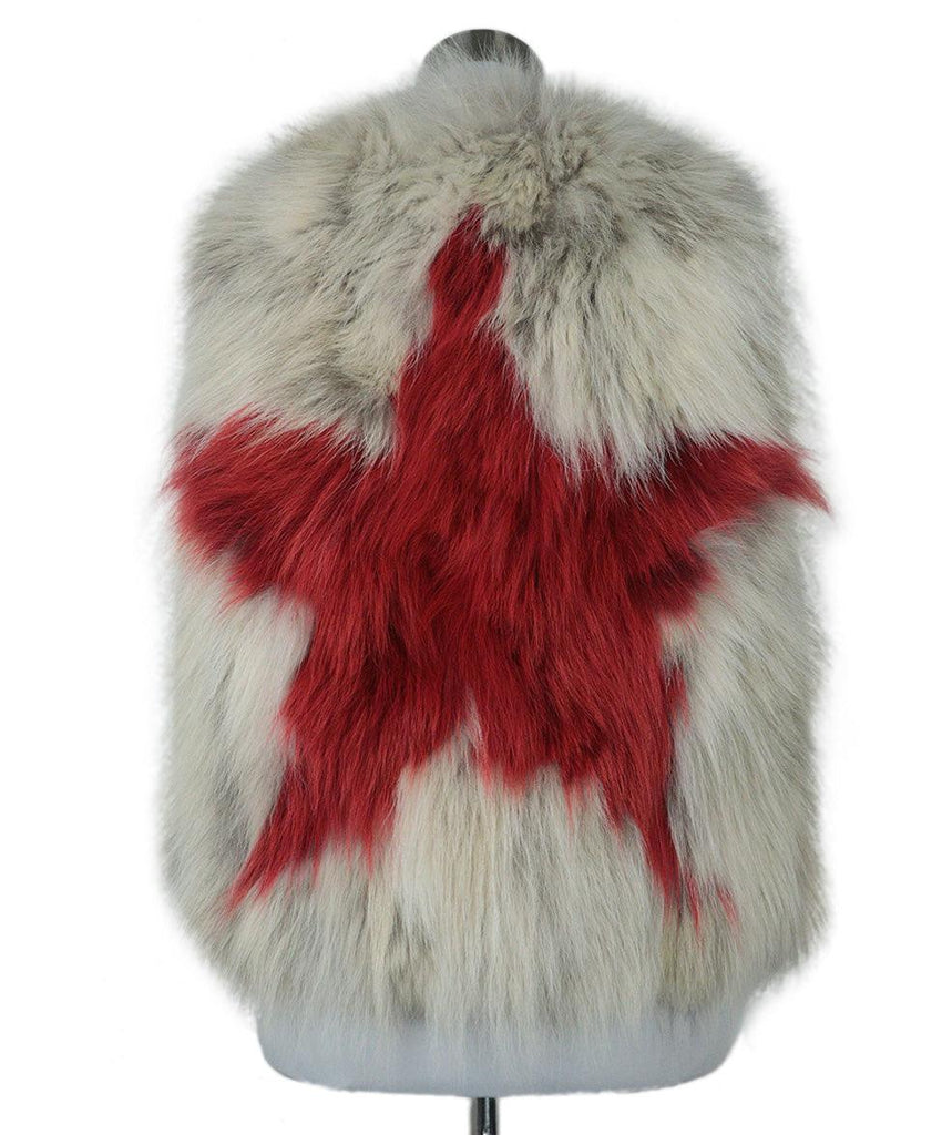 Jet Set Beige & Red Fox Fur Vest sz 2 - Michael's Consignment NYC