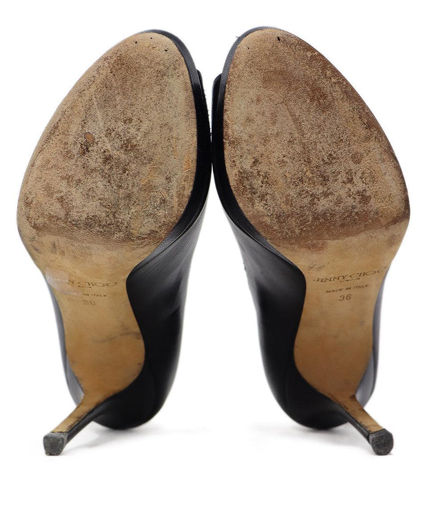 Jimmy Choo Black Leather Peep Toe Heels sz 6 - Michael's Consignment NYC