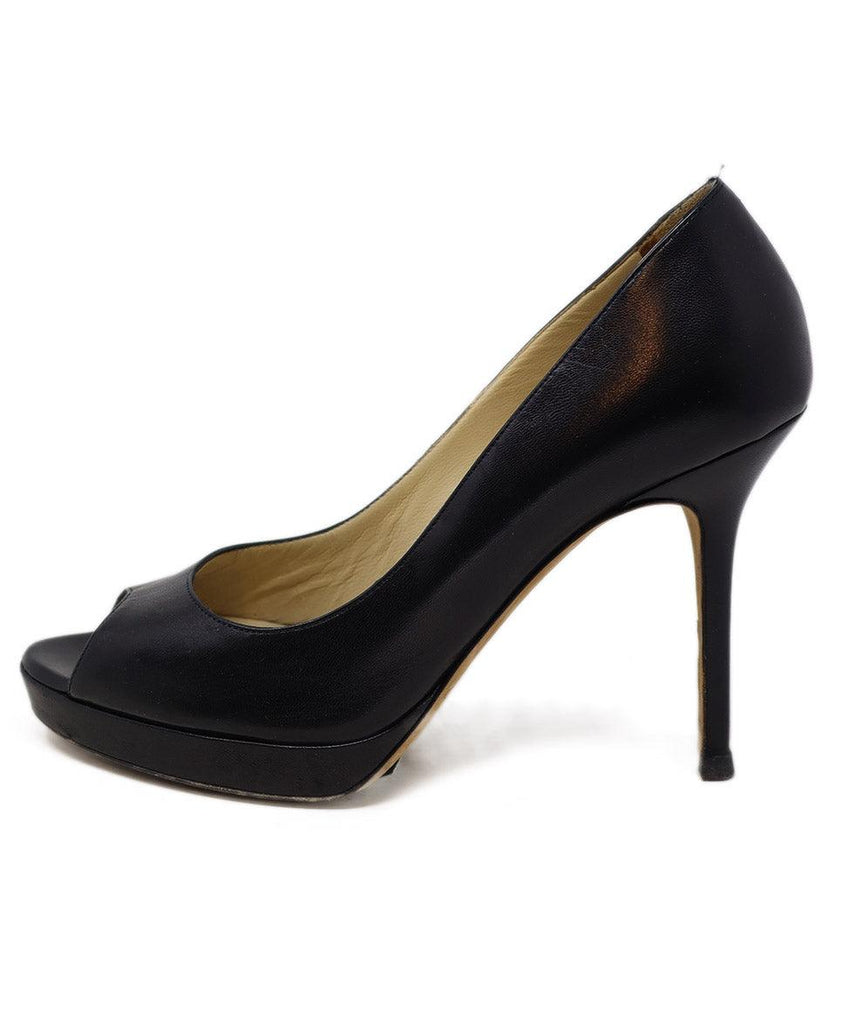 Jimmy Choo Black Leather Peep Toe Heels sz 6 - Michael's Consignment NYC