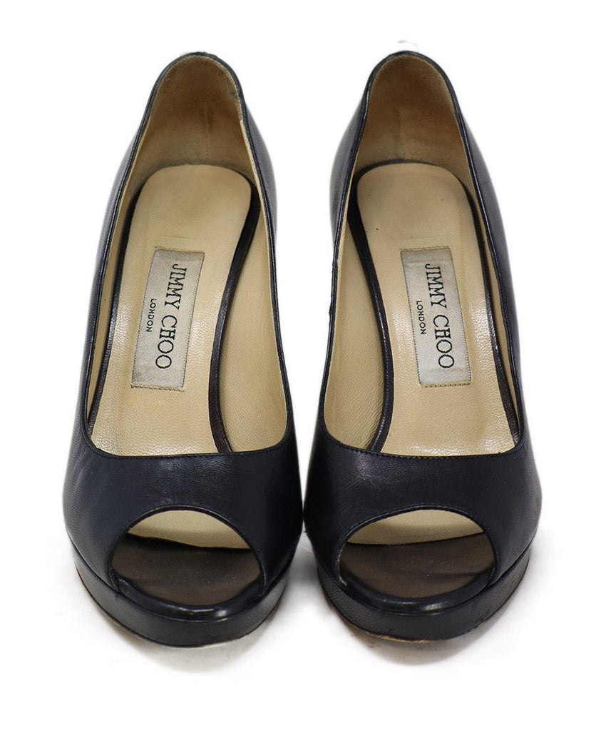 Jimmy Choo Black Leather Peep Toe Heels sz 6 - Michael's Consignment NYC
