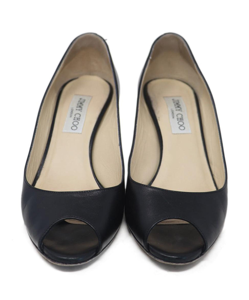 Jimmy Choo Black Leather Peep Toe Heels sz 8 - Michael's Consignment NYC