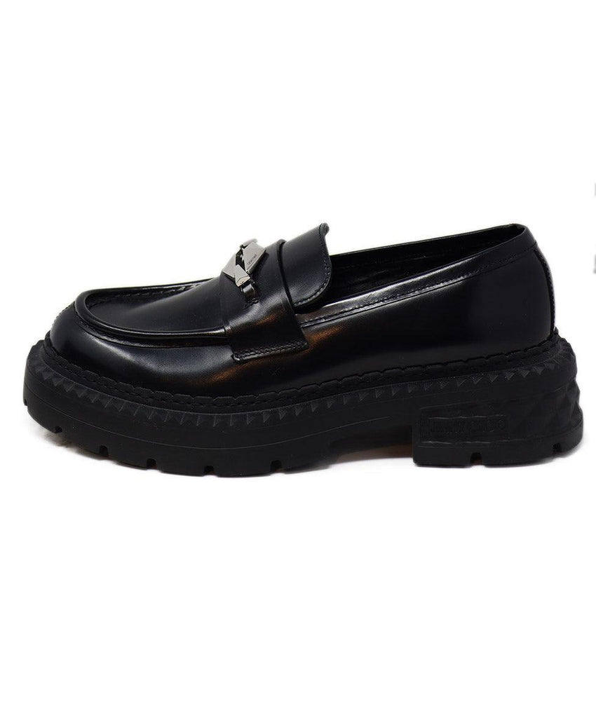 Jimmy Choo Black Leather Platform Loafers sz 9 - Michael's Consignment NYC