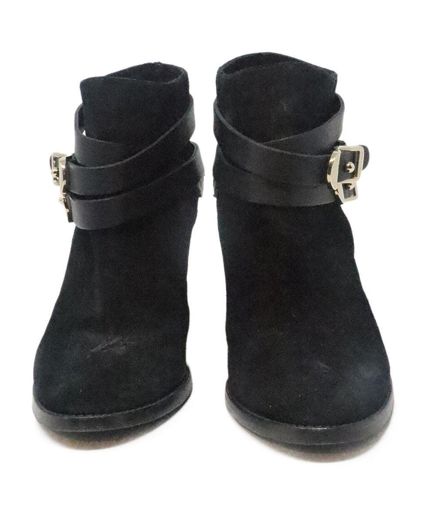 Jimmy Choo Black Suede Booties w/ Buckle Trim sz 7.5 - Michael's Consignment NYC