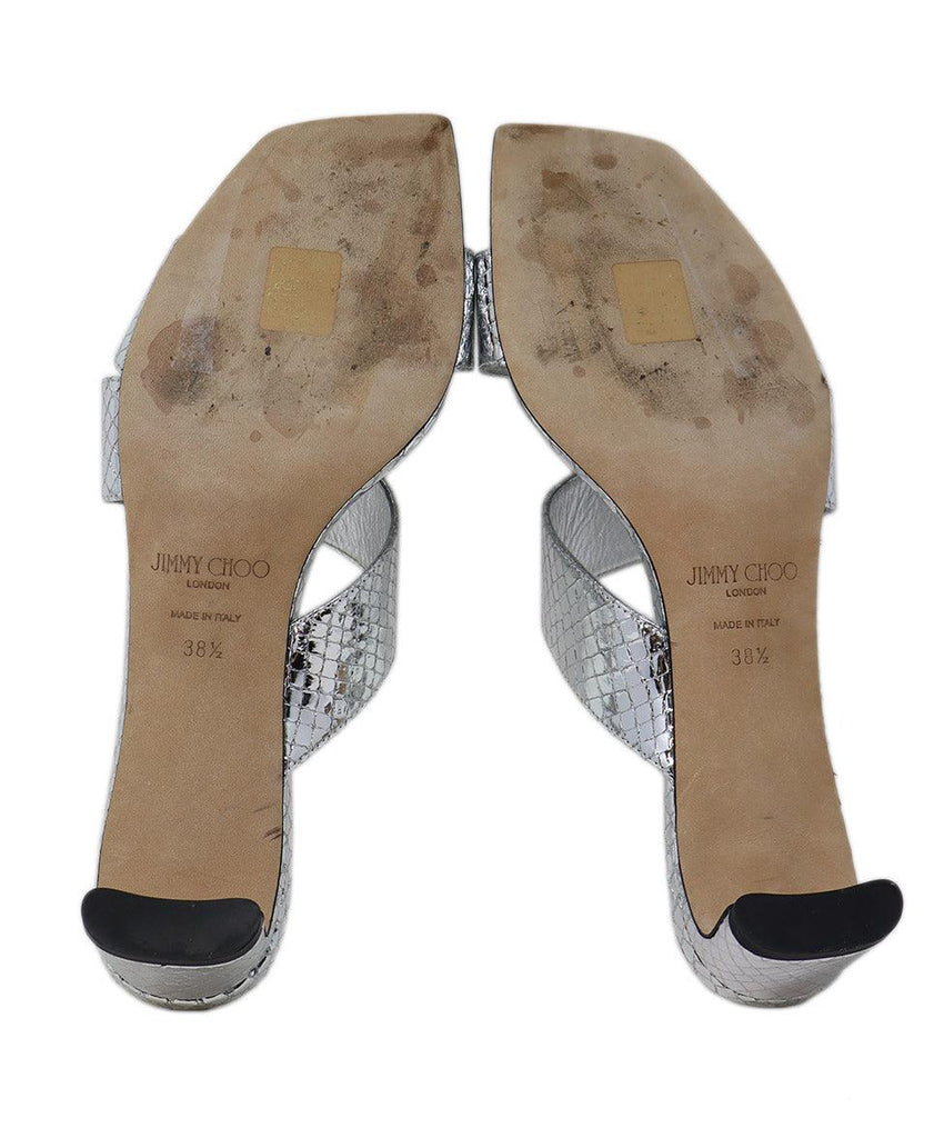 Jimmy Choo Metallic Silver Leather Sandals sz 8.5 - Michael's Consignment NYC