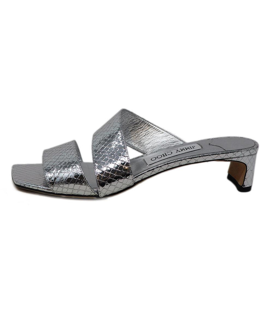 Jimmy Choo Metallic Silver Leather Sandals sz 8.5 - Michael's Consignment NYC