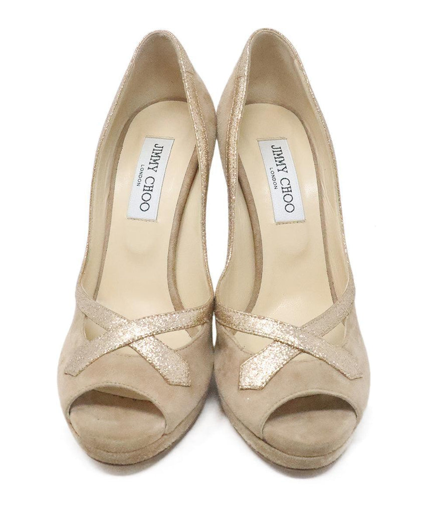 Jimmy Choo Tan & Gold Heels sz 8 - Michael's Consignment NYC