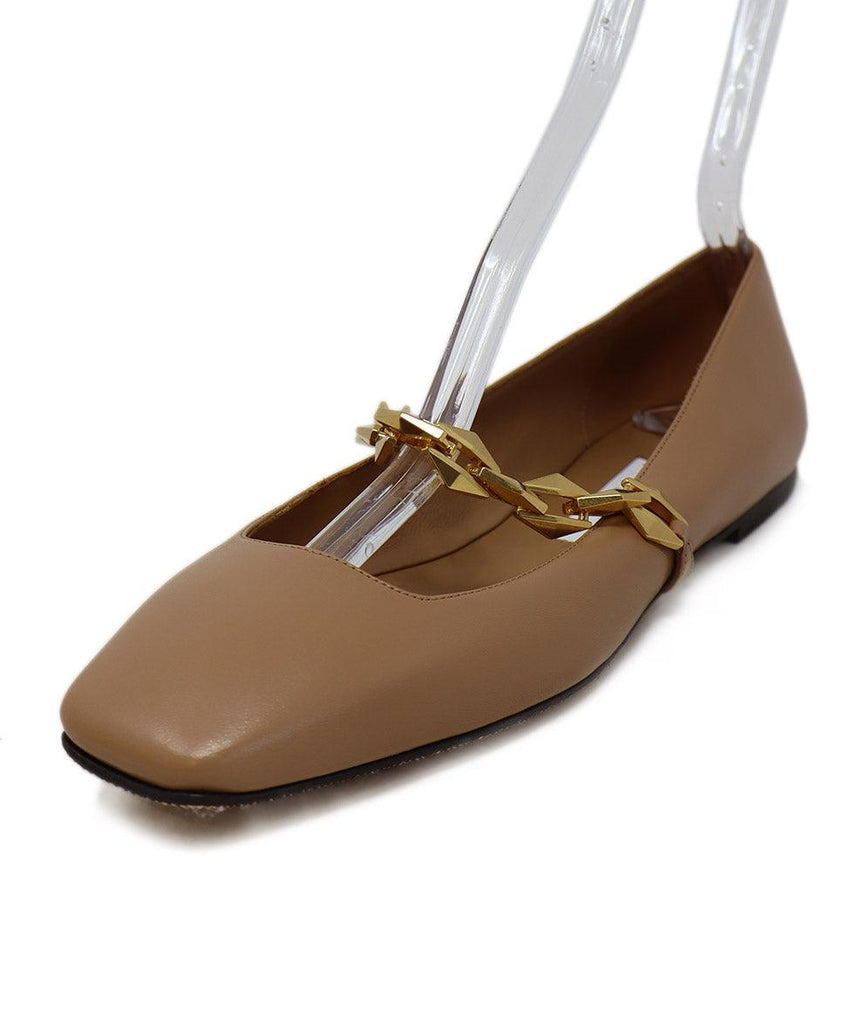 Jimmy Choo Tan Leather & Gold Chain Flats sz 9 - Michael's Consignment NYC
