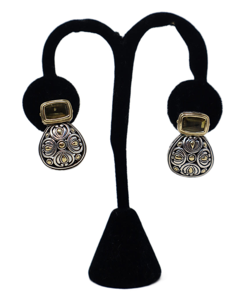 John Hardy Vintage Sterling Silver & 18K Gold Citrine Earrings - Michael's Consignment NYC