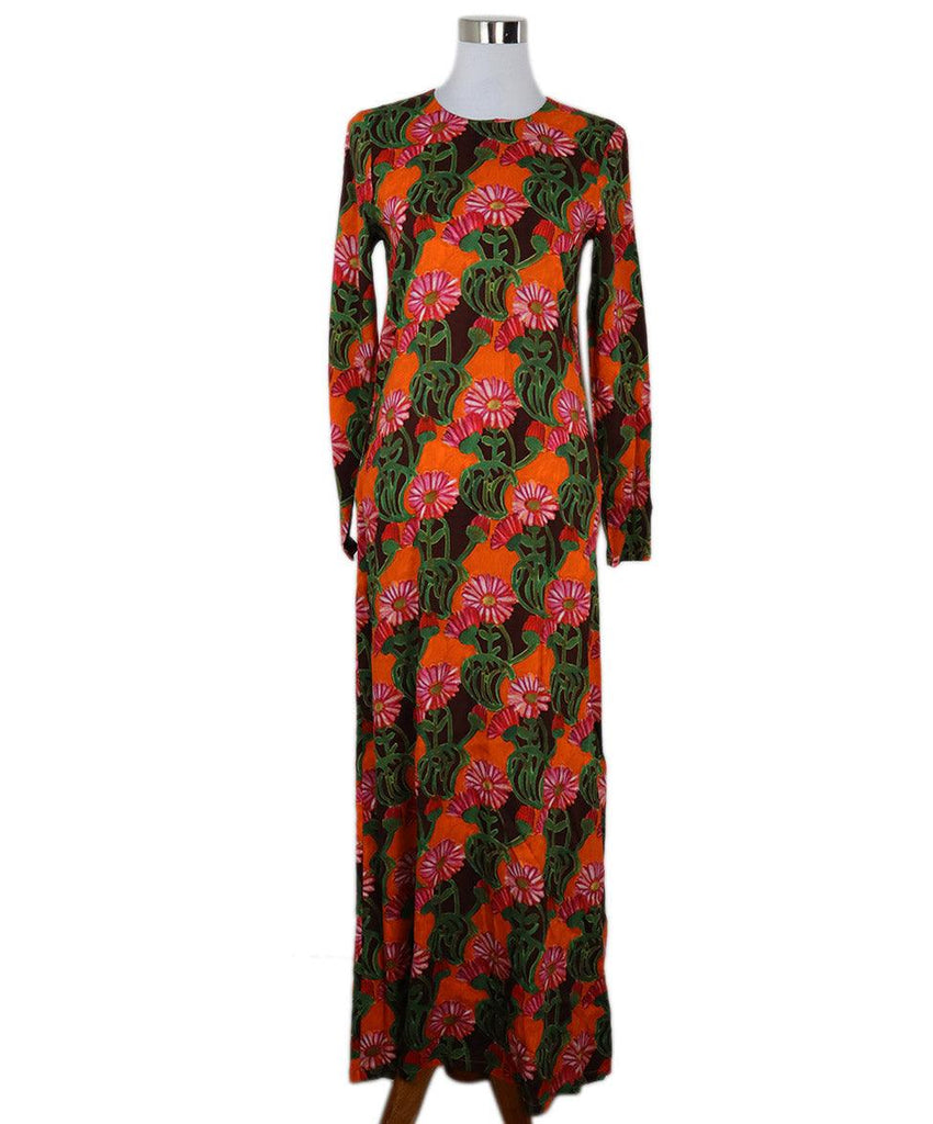 La Double J Brown Orange & Green Print Dress sz 4 - Michael's Consignment NYC