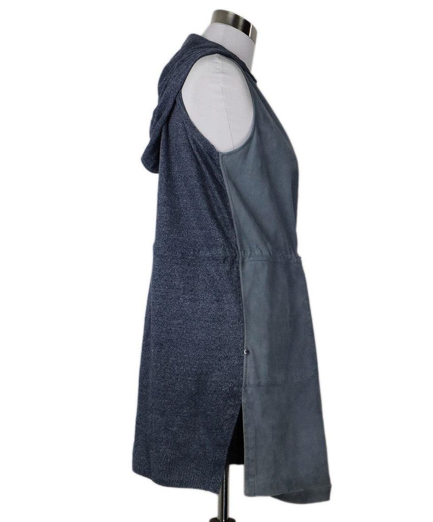 Lafayette Blue Suede & Linen Vest sz 8 - Michael's Consignment NYC