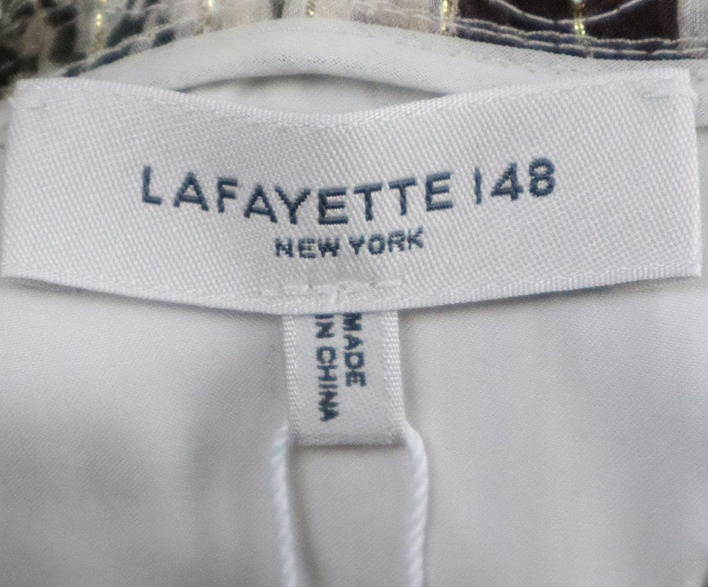 Lafayette Ivory Green & Rust Print Silk Lurex Dress sz 6 - Michael's Consignment NYC