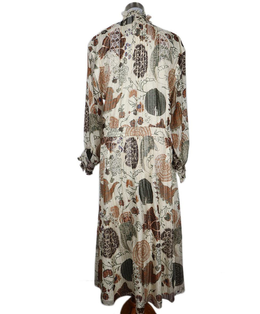 Lafayette Ivory Green & Rust Print Silk Lurex Dress sz 6 - Michael's Consignment NYC