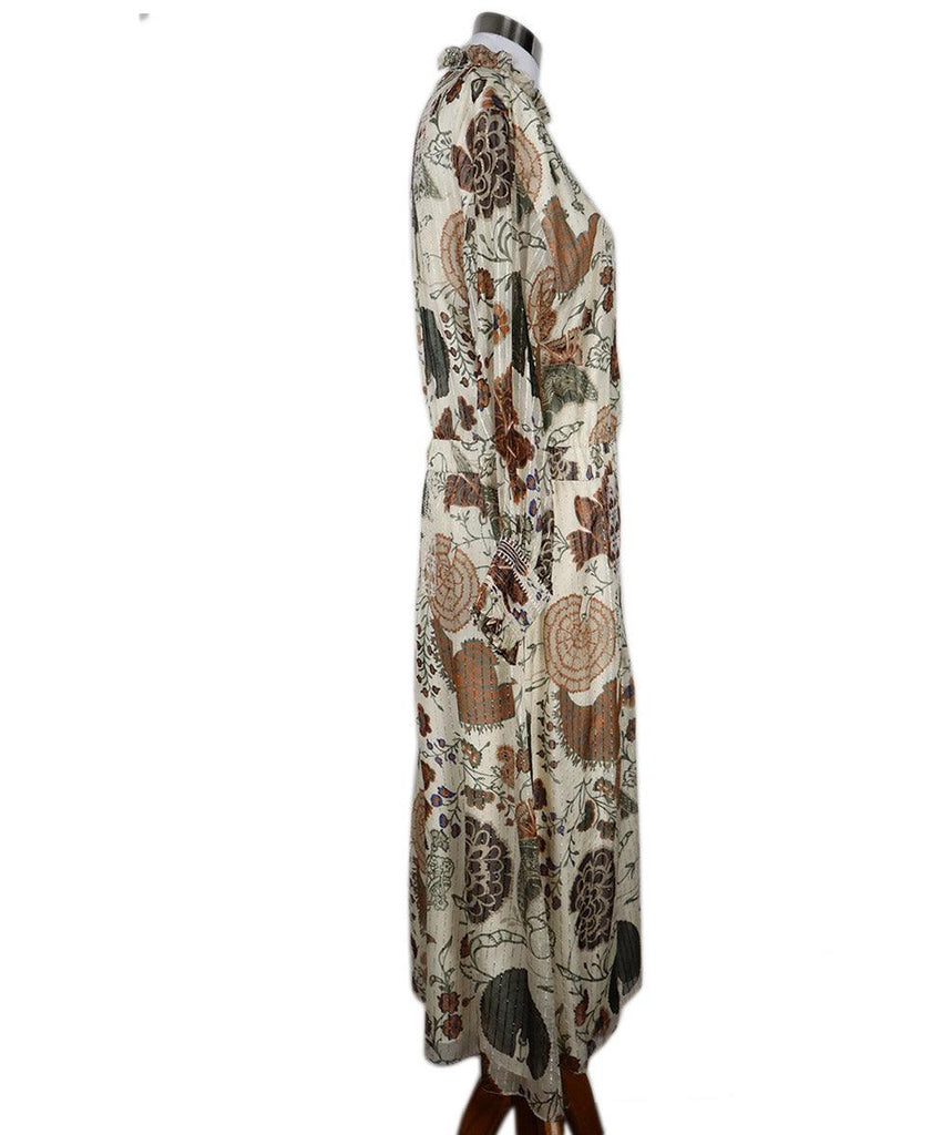 Lafayette Ivory Green & Rust Print Silk Lurex Dress sz 6 - Michael's Consignment NYC