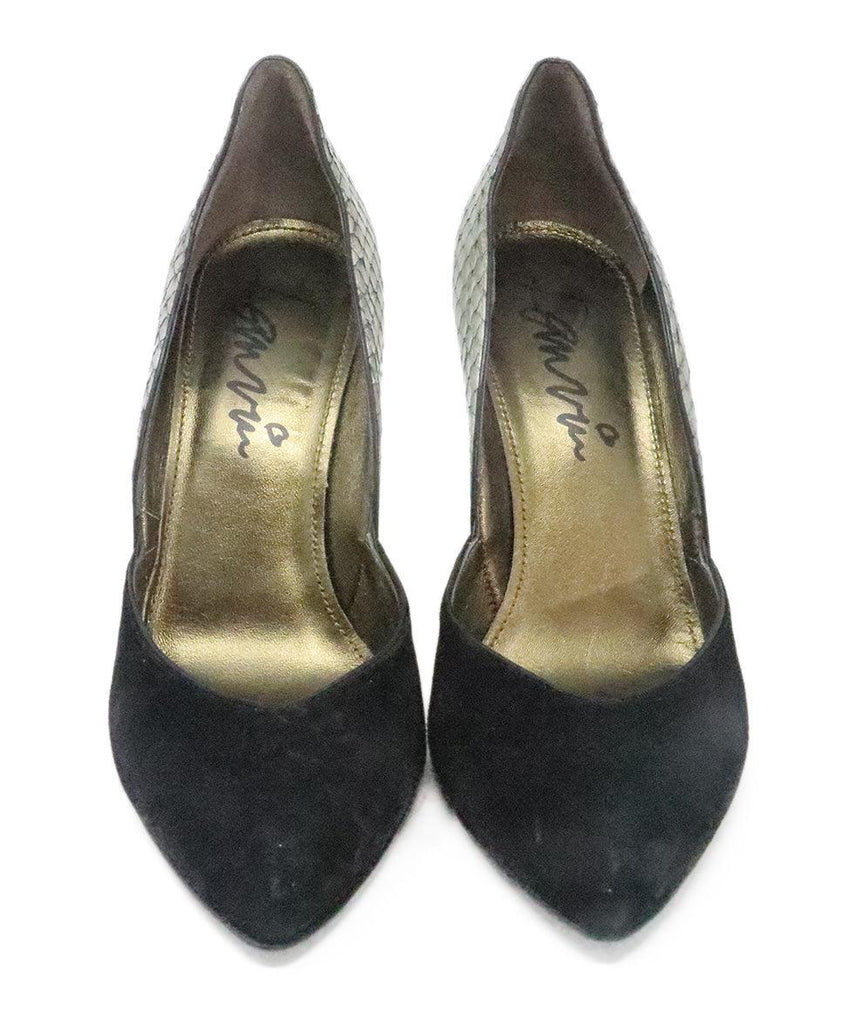 Lanvin Black Suede & Grey Snakeskin Heels sz 8 - Michael's Consignment NYC