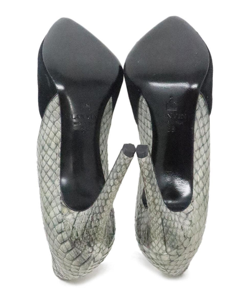 Lanvin Black Suede & Grey Snakeskin Heels sz 8 - Michael's Consignment NYC