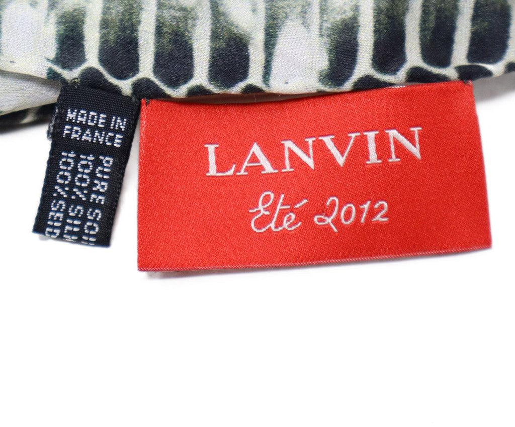 Lanvin Olive & Champagne Silk Scarf - Michael's Consignment NYC
