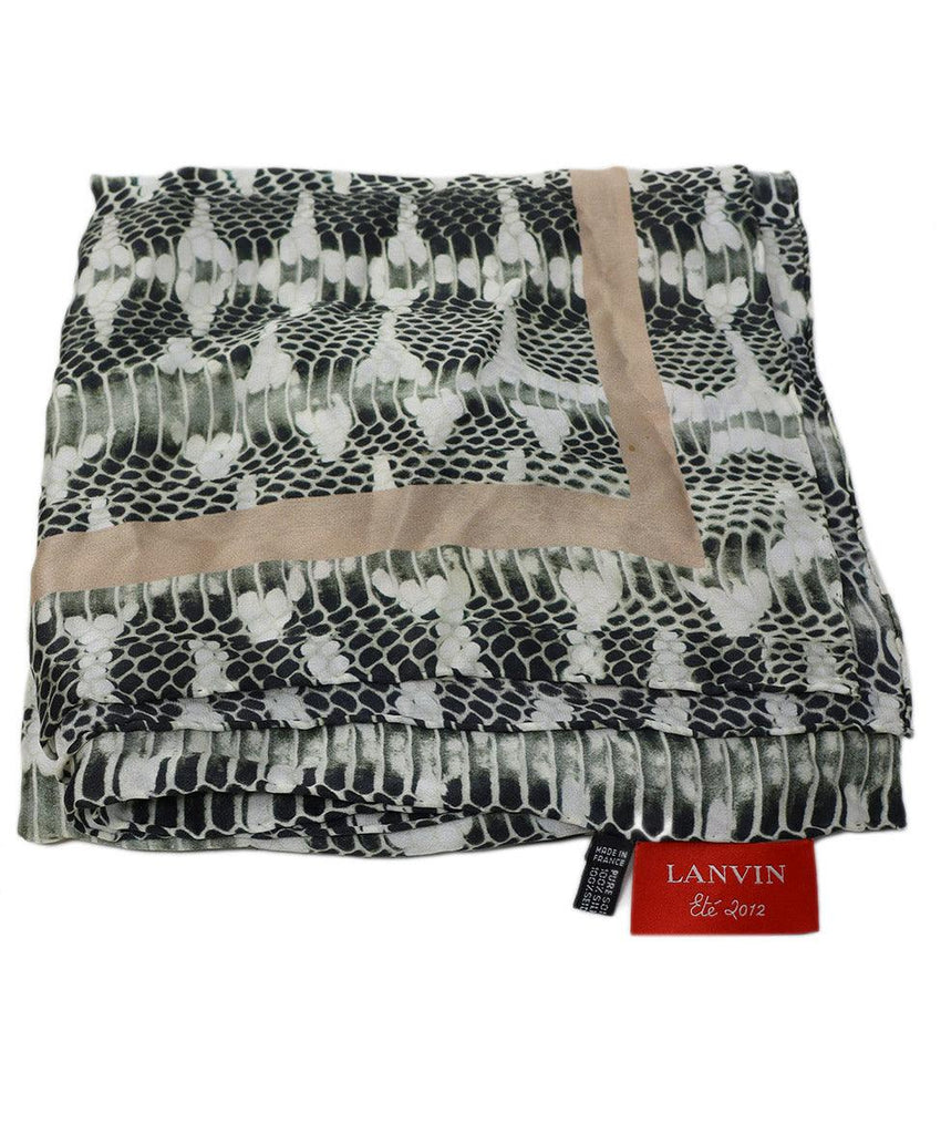 Lanvin Olive & Champagne Silk Scarf - Michael's Consignment NYC