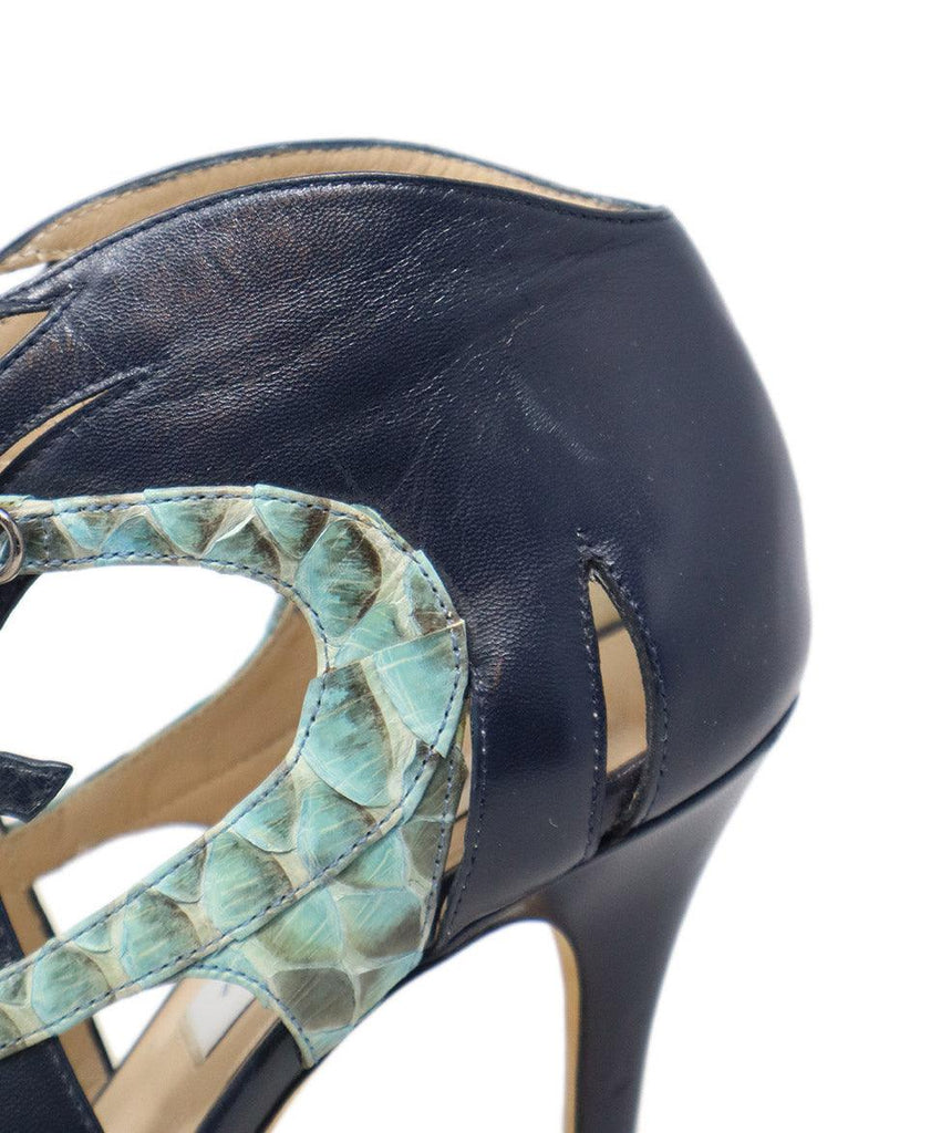 Lhuillier Navy & Teal Leather Heels sz 6.5 - Michael's Consignment NYC