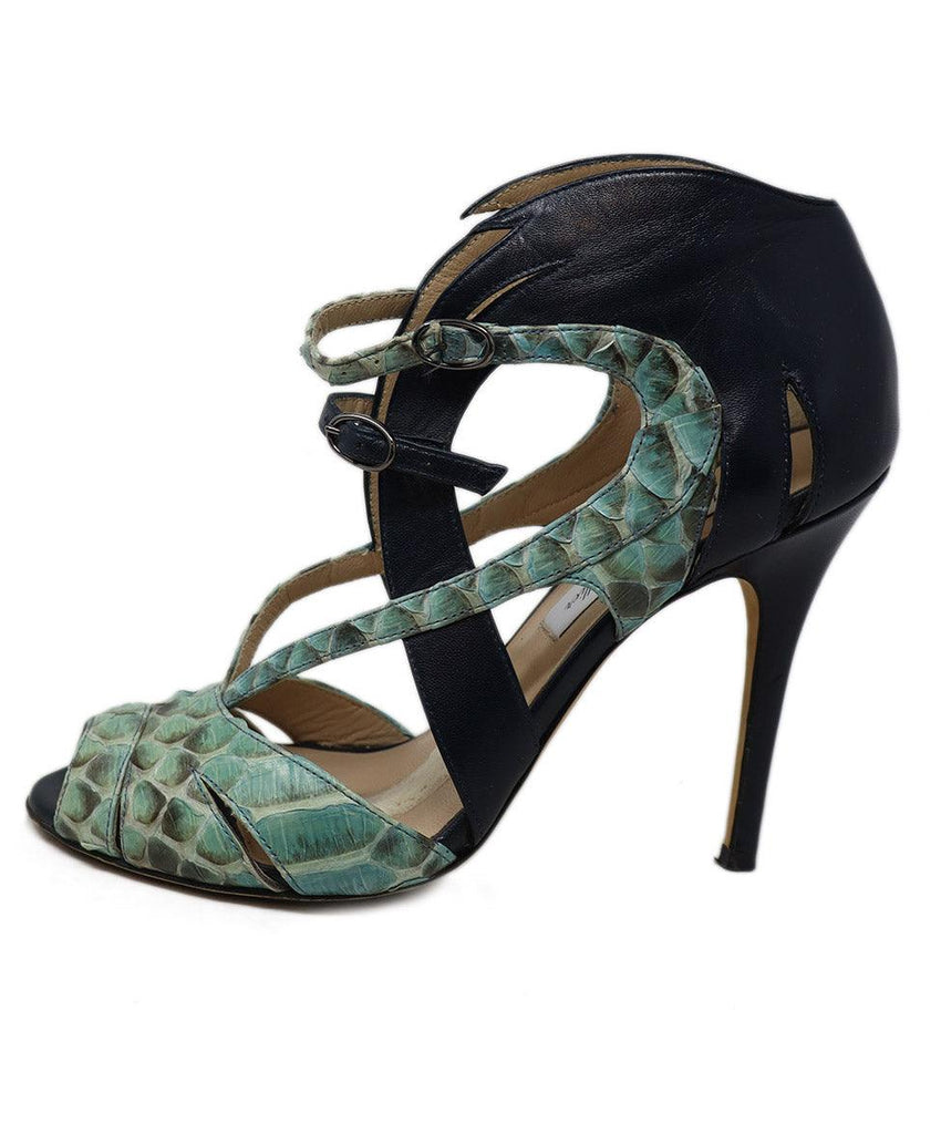 Lhuillier Navy & Teal Leather Heels sz 6.5 - Michael's Consignment NYC