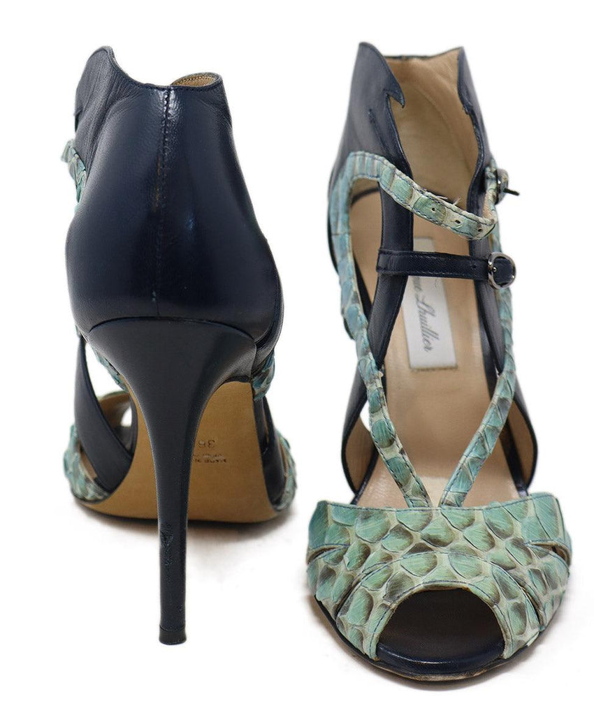 Lhuillier Navy & Teal Leather Heels sz 6.5 - Michael's Consignment NYC