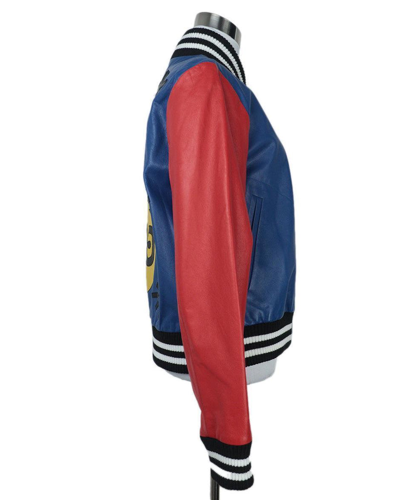 Lisa Perry Blue & Red Leather Jacket sz 4 - Michael's Consignment NYC