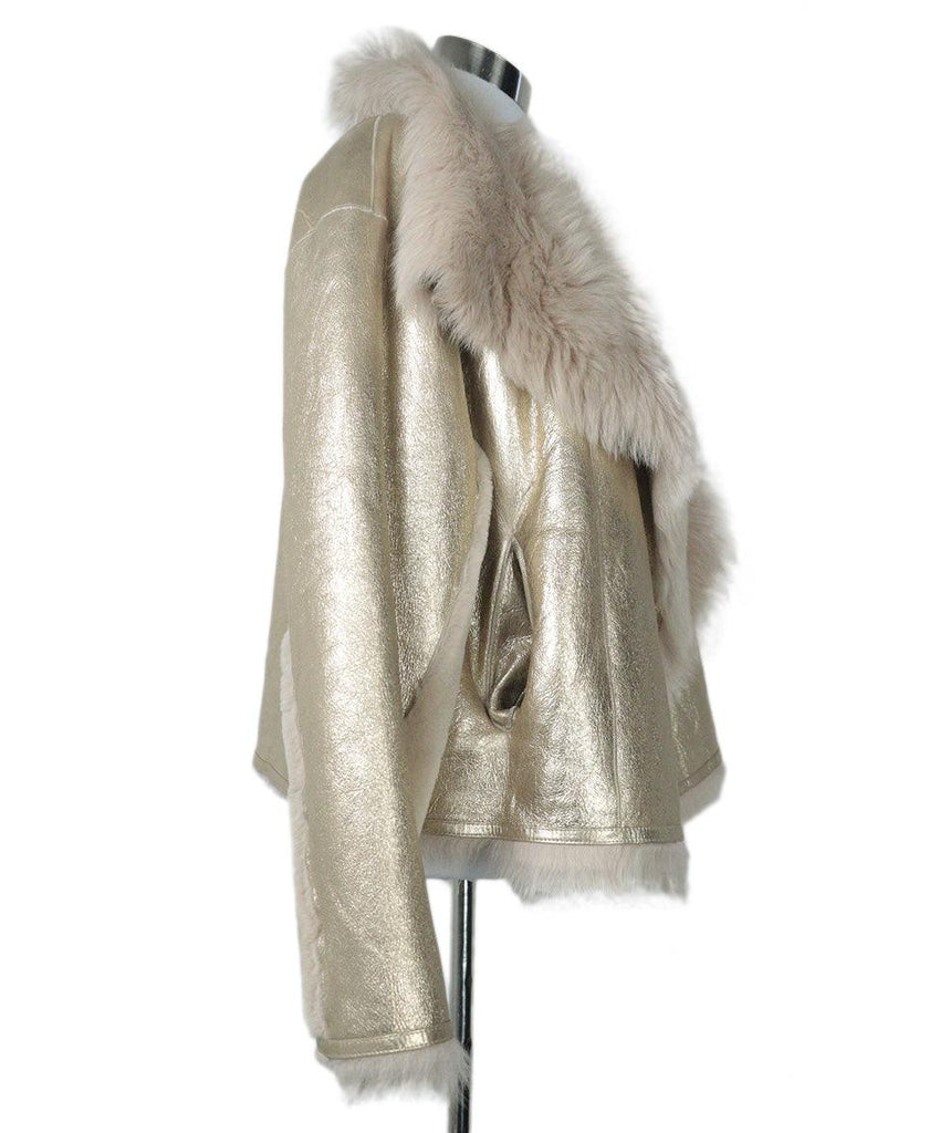 Lou Andrea Gold Shearling Coat sz 4 - Michael's Consignment NYC