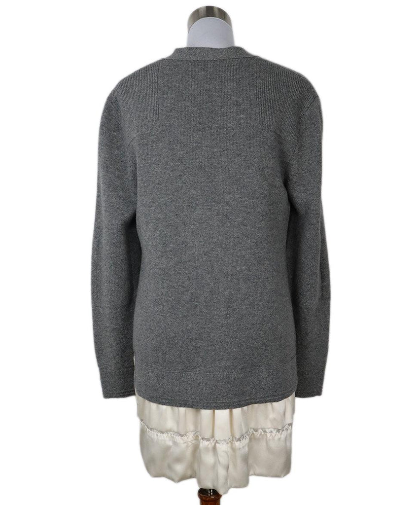 Louis Vuitton Grey Wool & Ivory Silk Cardigan sz 10 - Michael's Consignment NYC