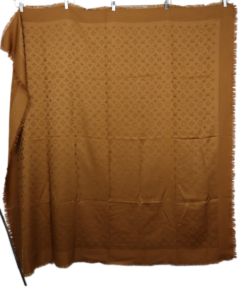 Louis Vuitton Tobacco Brown Silk & Cashmere Shawl - Michael's Consignment NYC