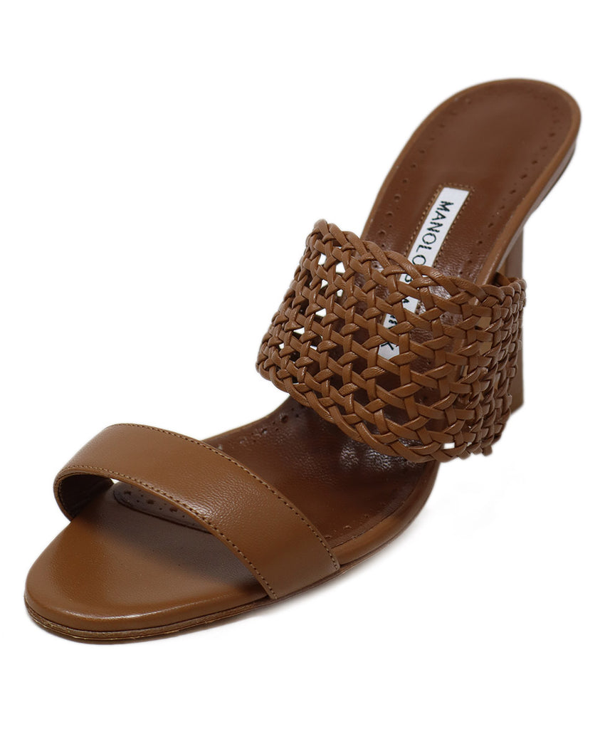 Manolo Blahnik Brown Leather Cutwork Sandals sz 7 - Michael's Consignment NYC