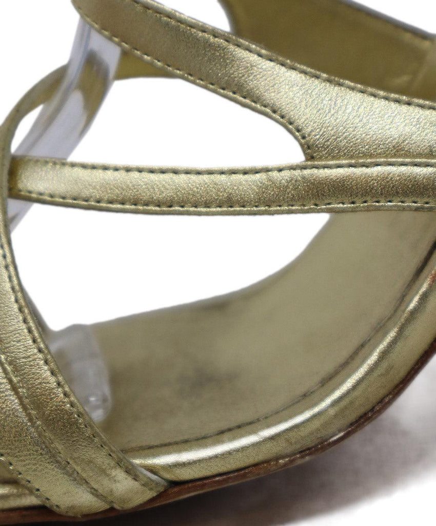 Manolo Blahnik Gold Leather Rhinestone Heels sz 8 - Michael's Consignment NYC