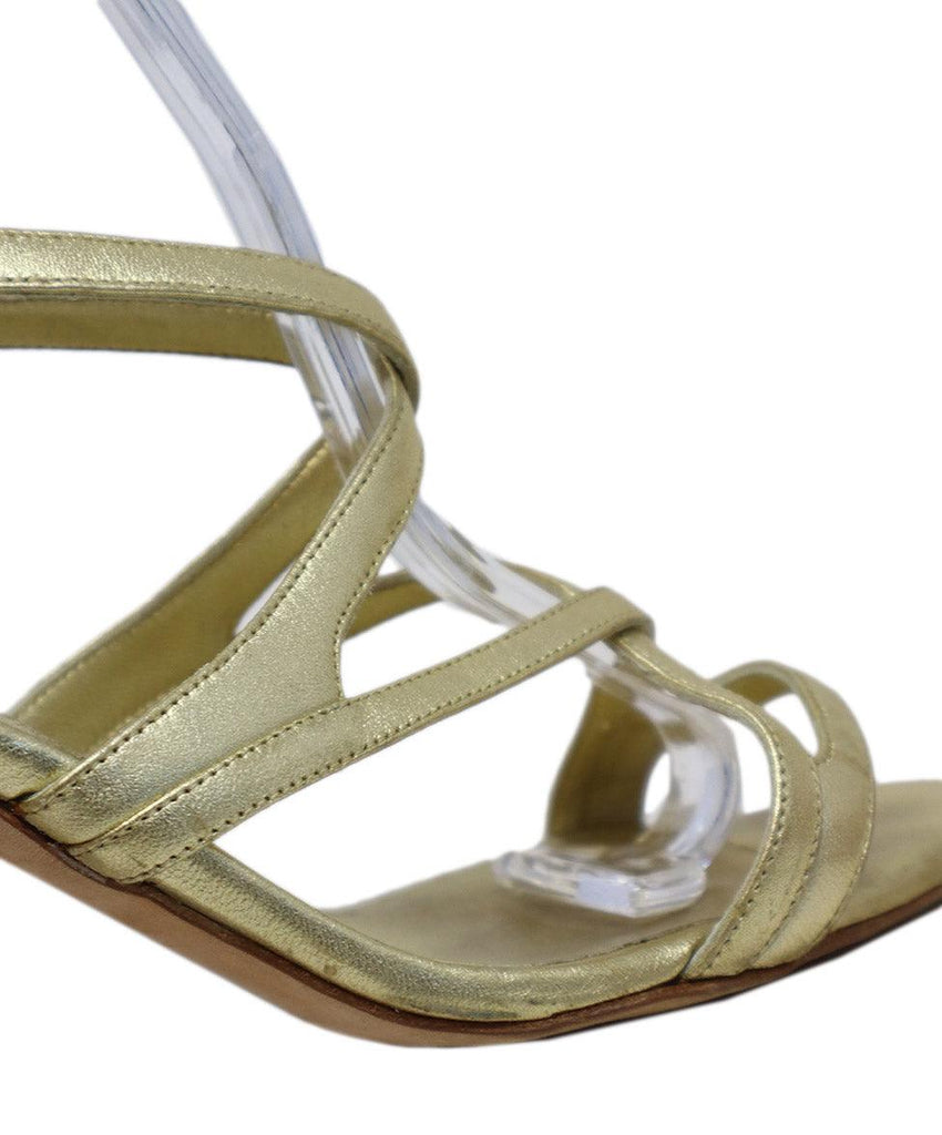Manolo Blahnik Gold Leather Rhinestone Heels sz 8 - Michael's Consignment NYC