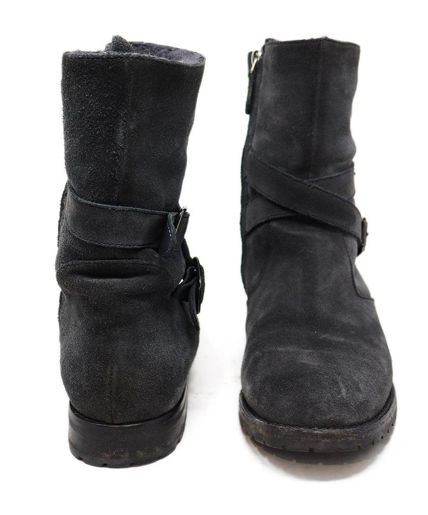Manolo Blahnik Grey Suede & Shearling Boots sz 9 - Michael's Consignment NYC