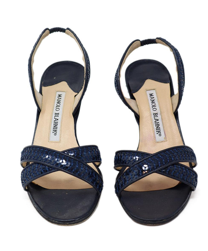 Manolo Blahnik Navy Sequins Heels sz 6 - Michael's Consignment NYC