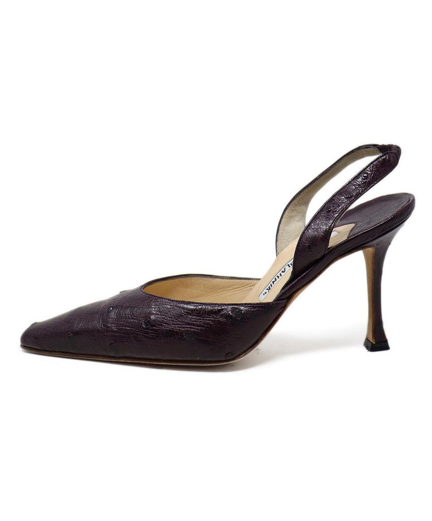 Manolo Blahnik Purple Ostrich Leather Slingbacks sz 6 - Michael's Consignment NYC