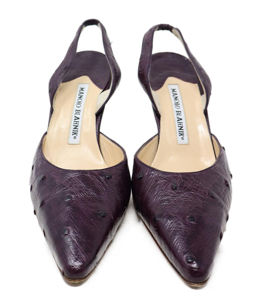 Manolo Blahnik Purple Ostrich Leather Slingbacks sz 6 - Michael's Consignment NYC