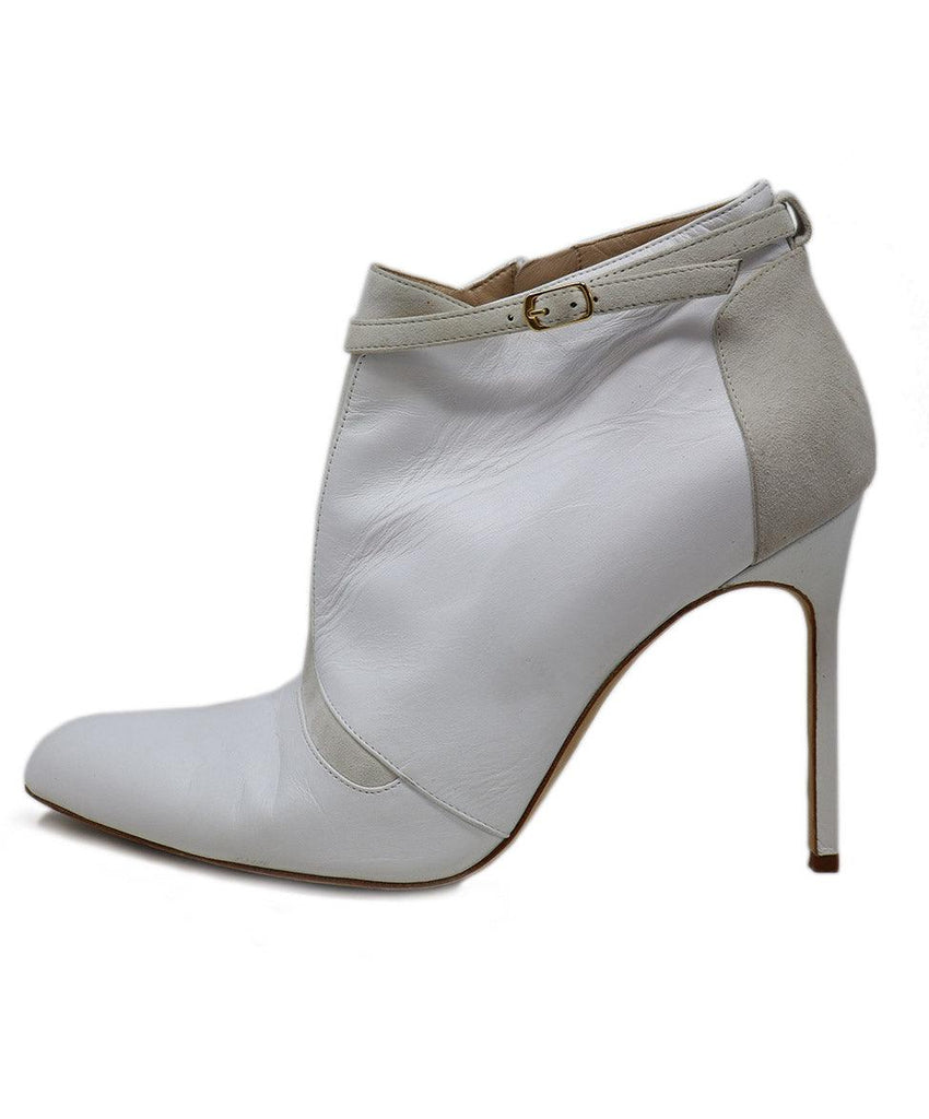 Manolo Blahnik White Leather & Beige Suede Booties sz 10 - Michael's Consignment NYC