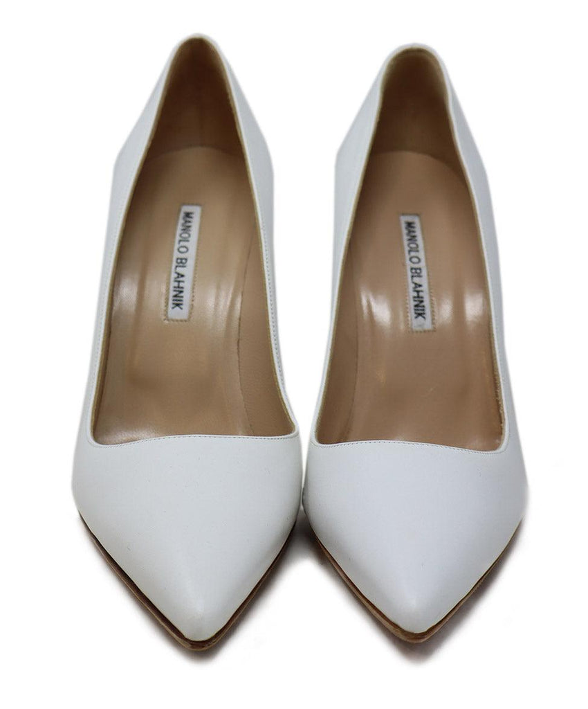 Manolo Blahnik White Leather Heels sz 10 - Michael's Consignment NYC