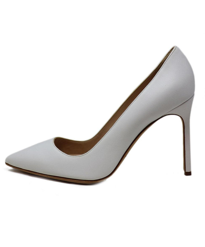Manolo Blahnik White Leather Heels sz 10 - Michael's Consignment NYC