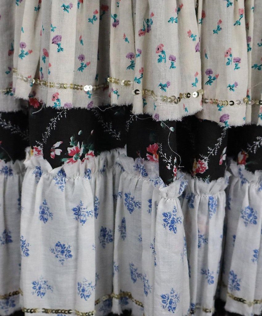 Manoush Black Pink & Beige Floral Print Sequins Dress sz 2 - Michael's Consignment NYC