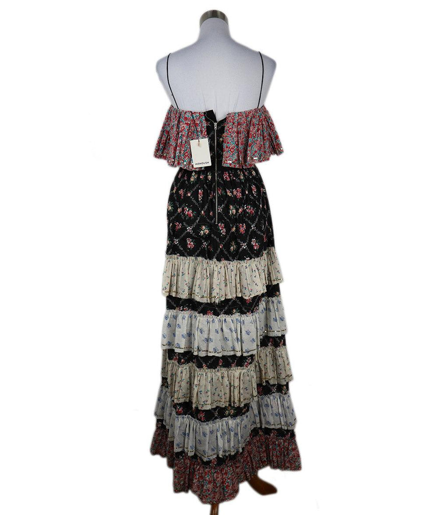 Manoush Black Pink & Beige Floral Print Sequins Dress sz 2 - Michael's Consignment NYC