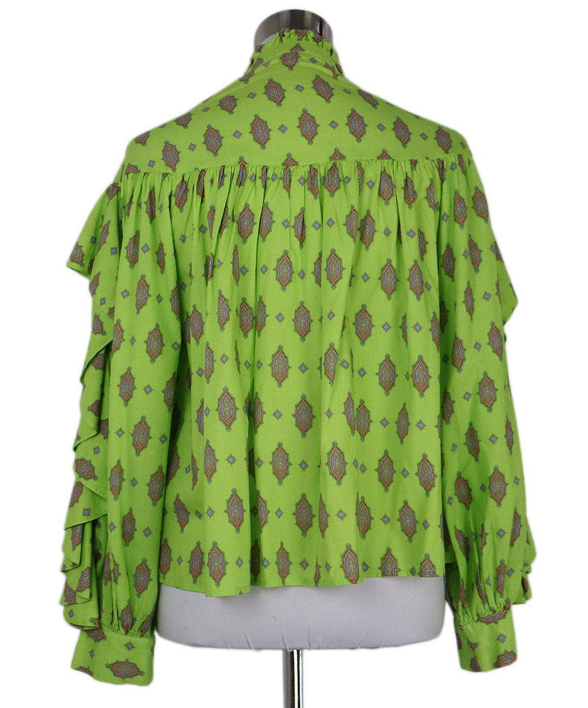 Manoush Lime Green & Pink Print Cotton Blouse sz 4 - Michael's Consignment NYC