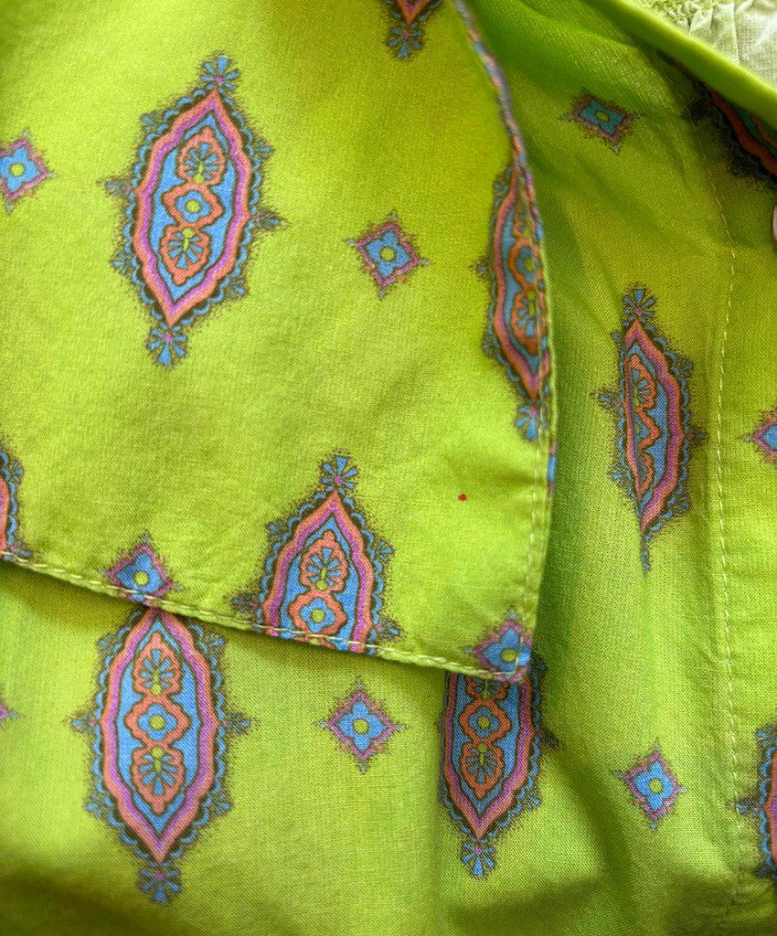Manoush Lime Green & Pink Print Cotton Blouse sz 4 - Michael's Consignment NYC