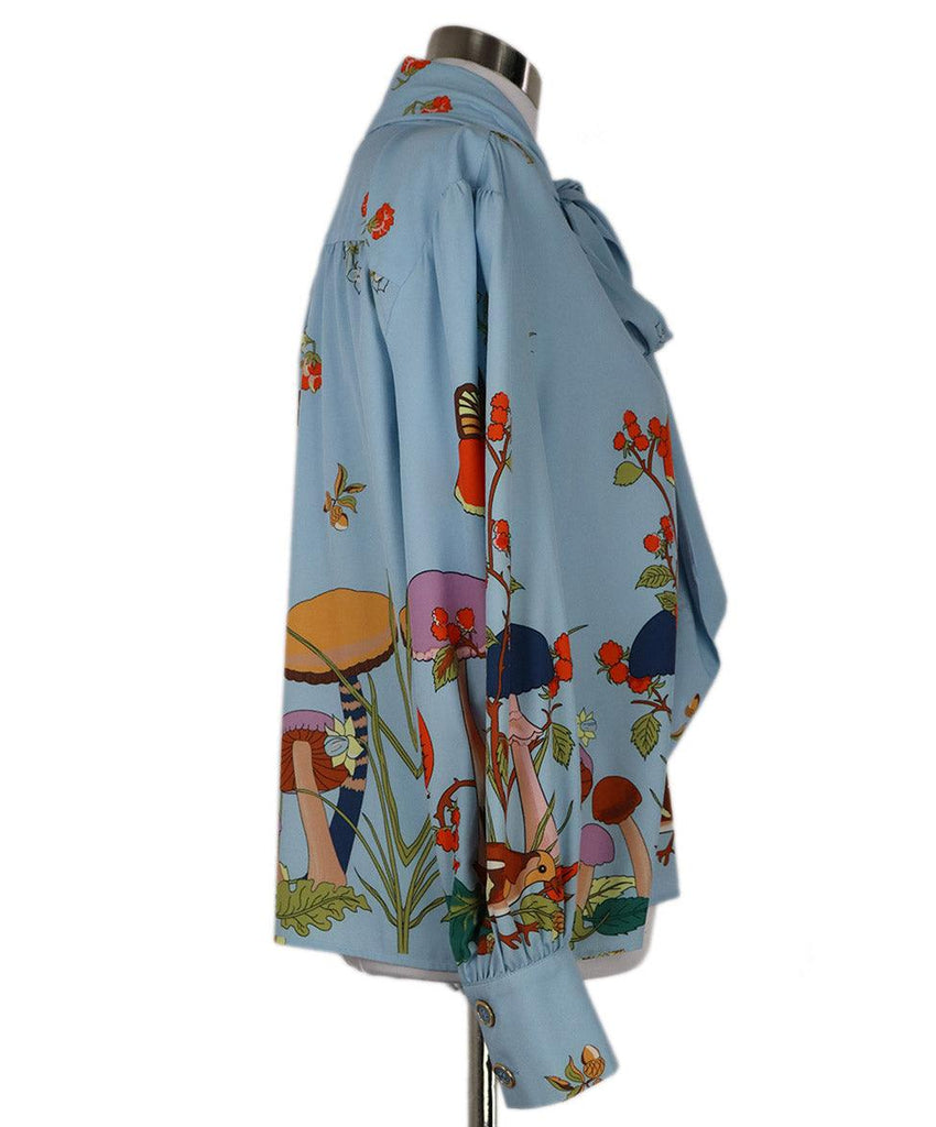Manoush Pale Blue Floral Print Blouse sz 4 - Michael's Consignment NYC