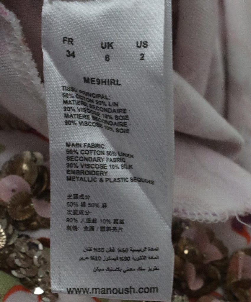 Manoush White Floral Print Dress w/ Sequin Trim sz 4 - Michael's Consignment NYC