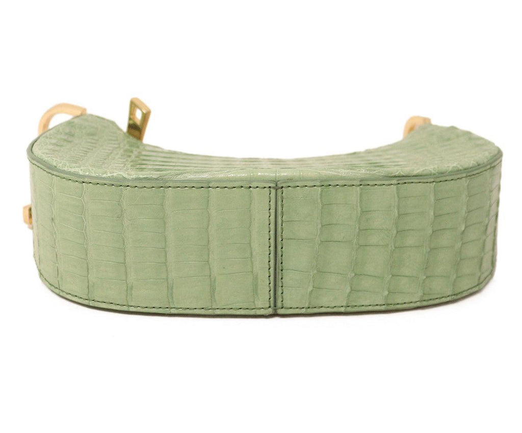 Maria Oliver Mint Green Crocodile Small Mia Bag - Michael's Consignment NYC