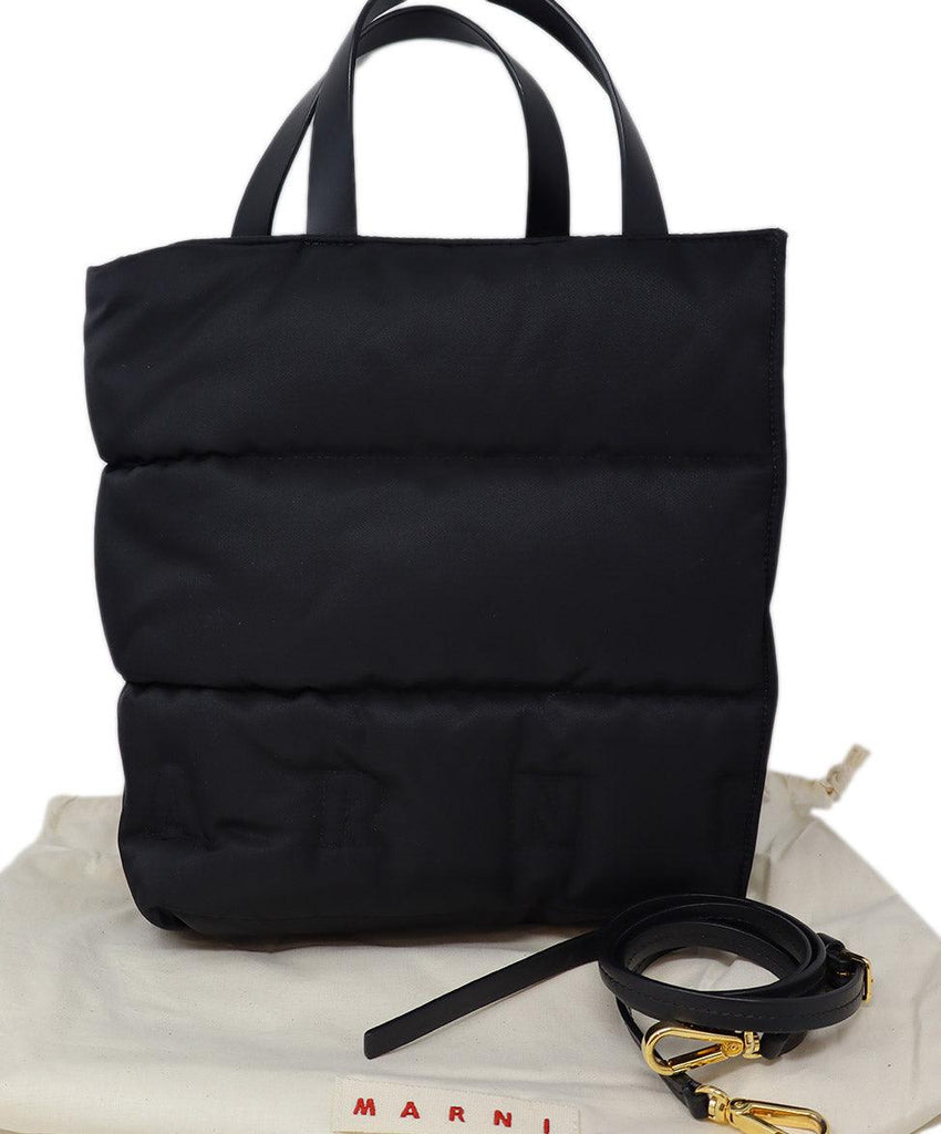 Marni Black Leather & Nylon Museo Soft Tote - Michael's Consignment NYC