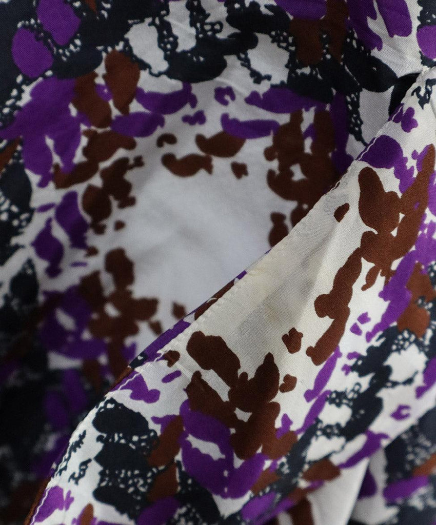 Marni Purple White & Brown Print Silk Dress sz 10 - Michael's Consignment NYC