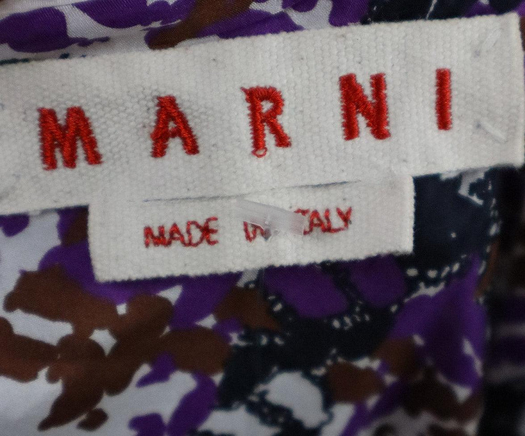 Marni Purple White & Brown Print Silk Dress sz 10 - Michael's Consignment NYC