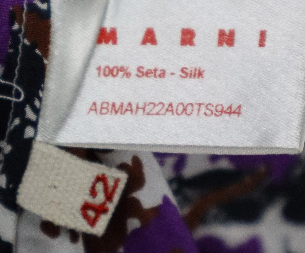 Marni Purple White & Brown Print Silk Dress sz 10 - Michael's Consignment NYC